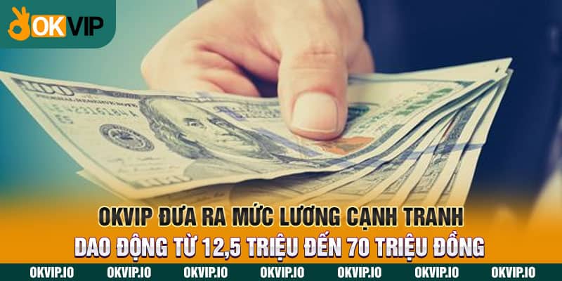 OKVIP đưa ra mức lương cạnh tranh, dao động từ 12,5 triệu đến 70 triệu đồng